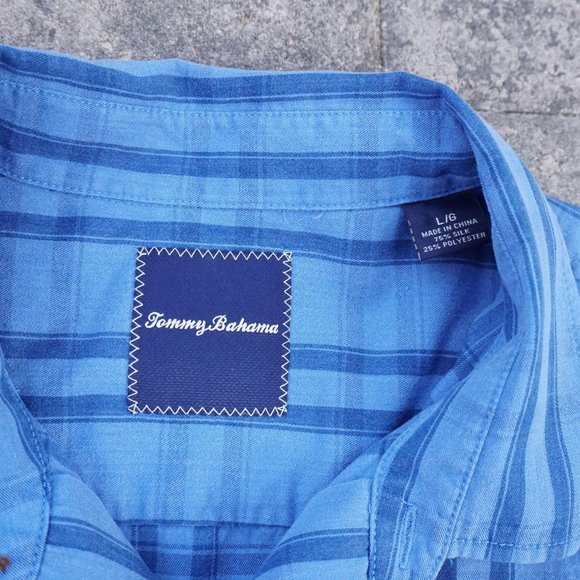 Tommy Bahama Mens Hawaiian Shirt Size Large Blue - Picture 6 of 6